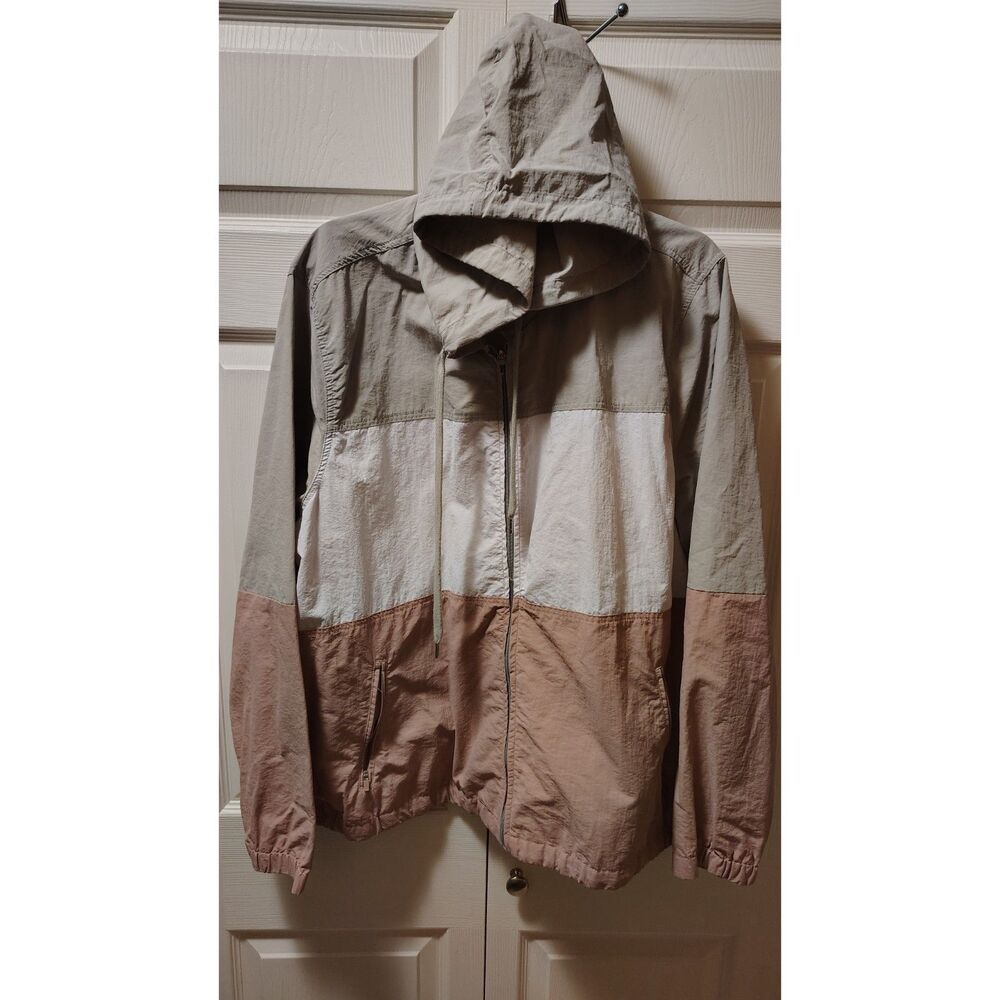 Jade & Ivory Women's Lightweight Colorblock Hooded Windbreaker Earth Tones 3X